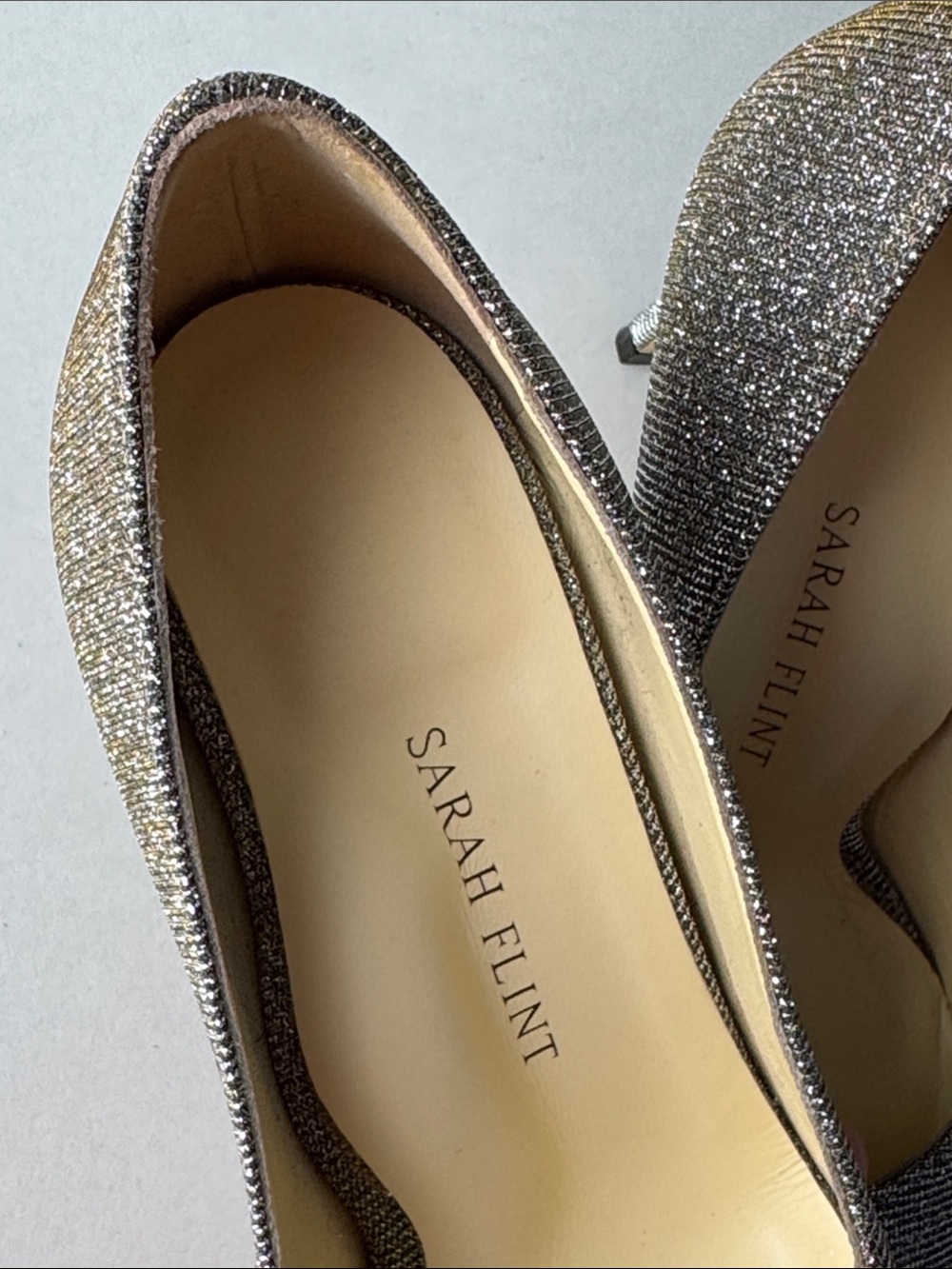 BRAND NEW - Sarah Flint Perfect Pump 85 in Gunmetal Lame. Pointed-Toe Pumps. - Picture 10 of 16